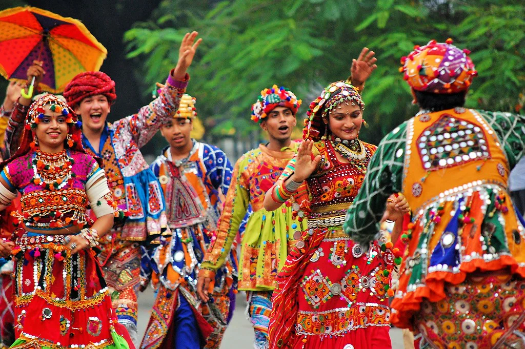 West indian gujrati dandiya folk dance costume 